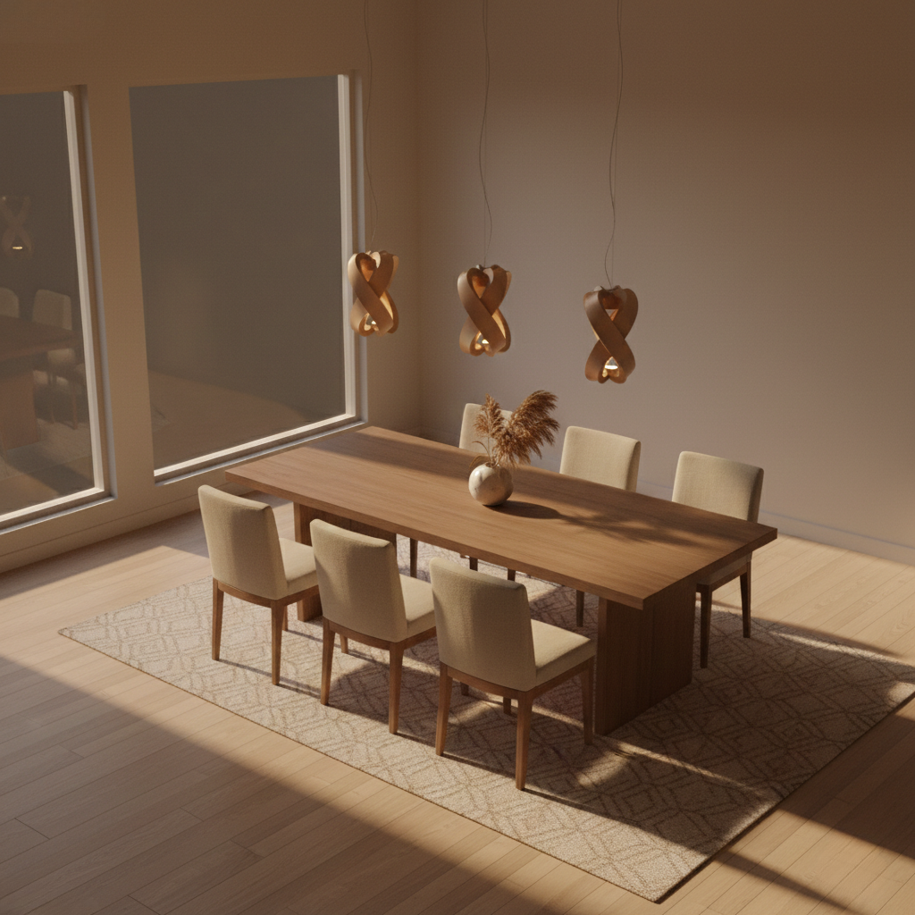 Sculptural Wooden Ribbon LED Pendant Light