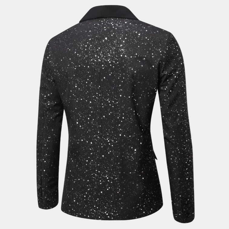 Men's Glitter Sequin Blazer with Satin Shawl Collar
