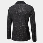 Men's Glitter Sequin Blazer with Satin Shawl Collar