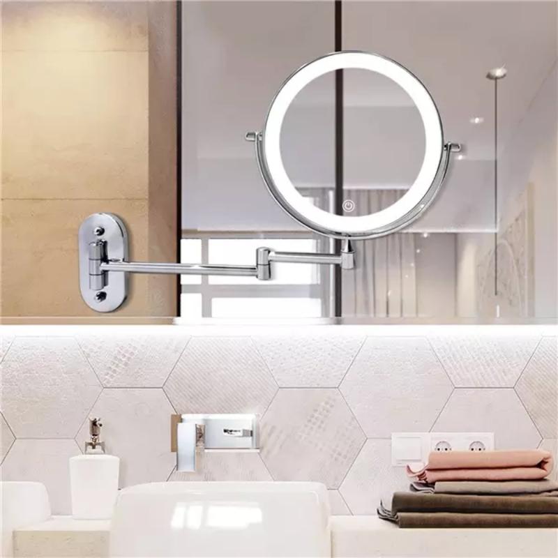 LED Magnifying Mirror – Rechargeable with 3 Light Modes & Wall Mounting