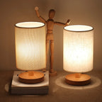 Organic Wood & Linen Lamp with Remote Control