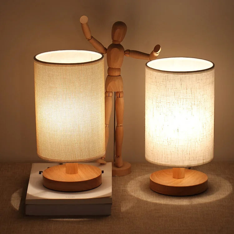 Organic Wood & Linen Lamp with Remote Control