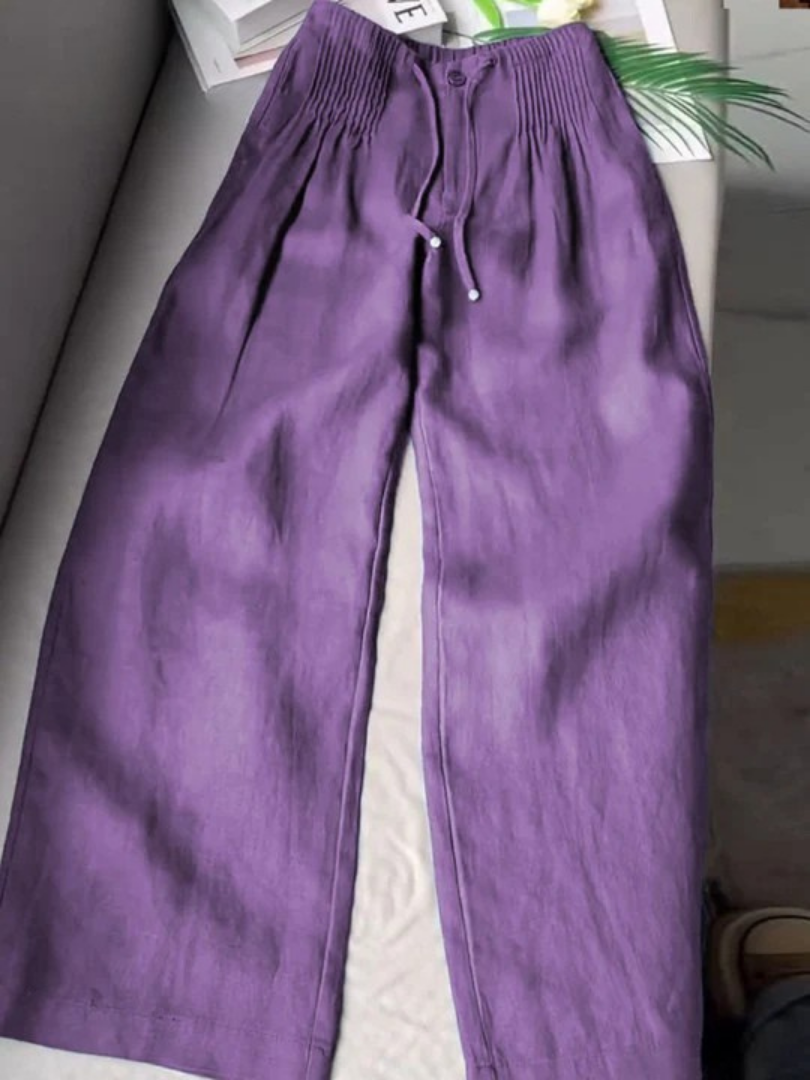 Women's Wide-Leg Trousers with High-Rise Drawstring Waist