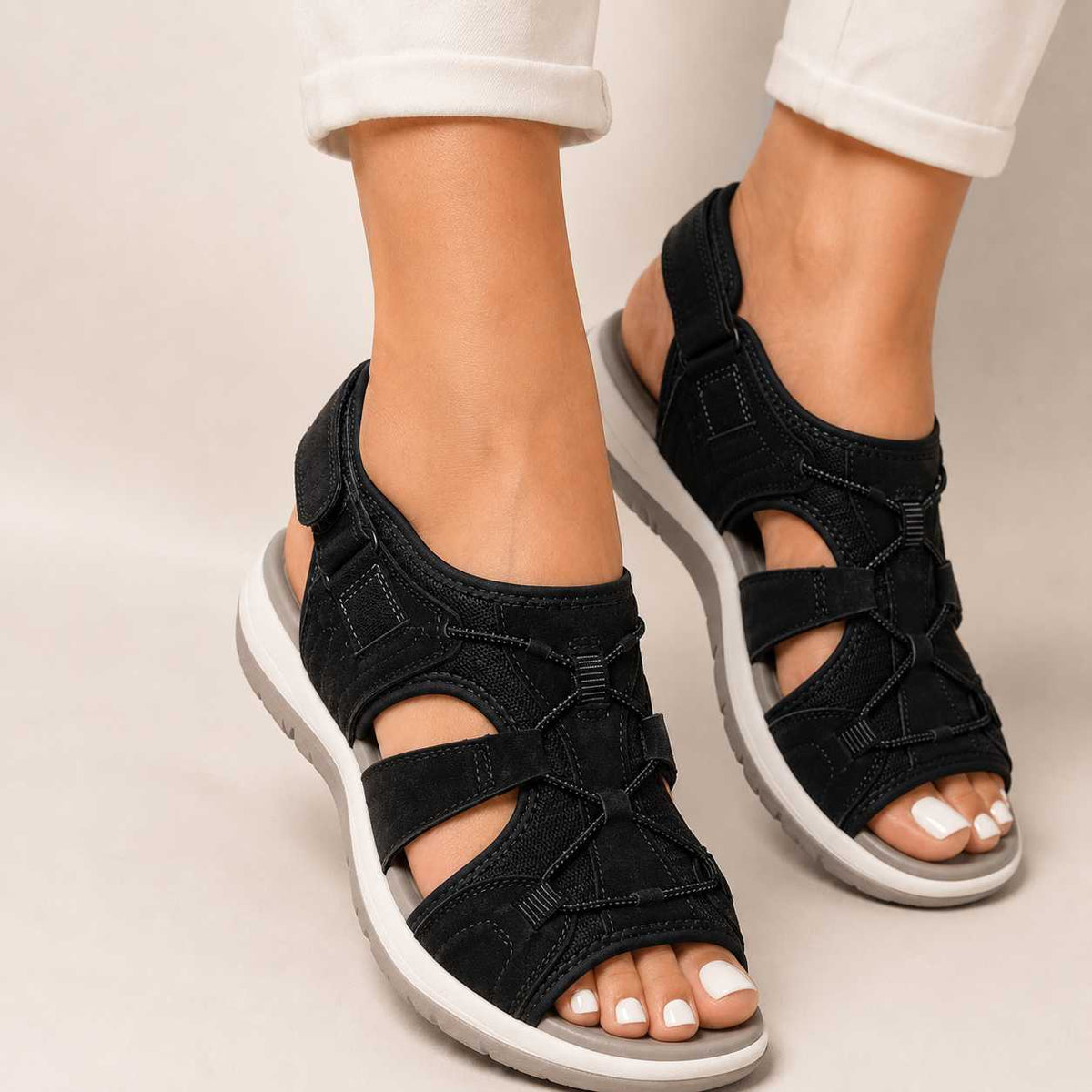 Women's Orthopedic Wedge Sandals - Adjustable Strap, Arch Support Footbed