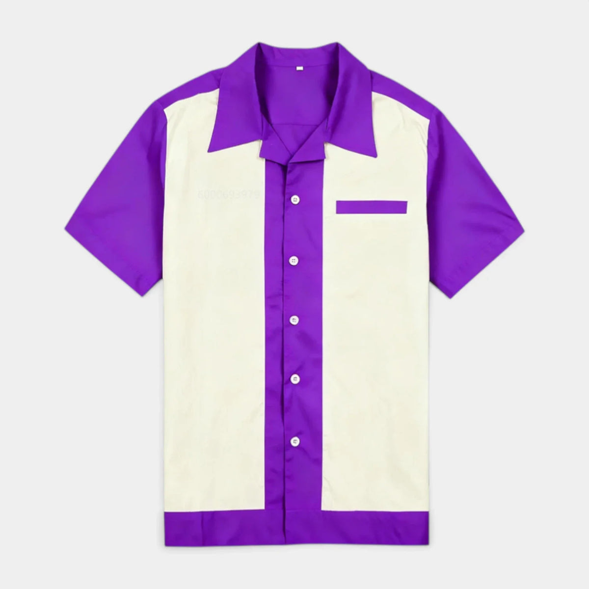 Men's Short Sleeve Shirt with Camp Collar - Button-Up Fitted Style