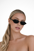 Women's Oval Metal Frame Sunglasses - Dark Tinted Lenses