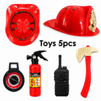 Kids firefighter cosplay costume set with helmet, product view