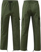 Men's Cargo Pants with Multiple Pockets and Adjustable Waist