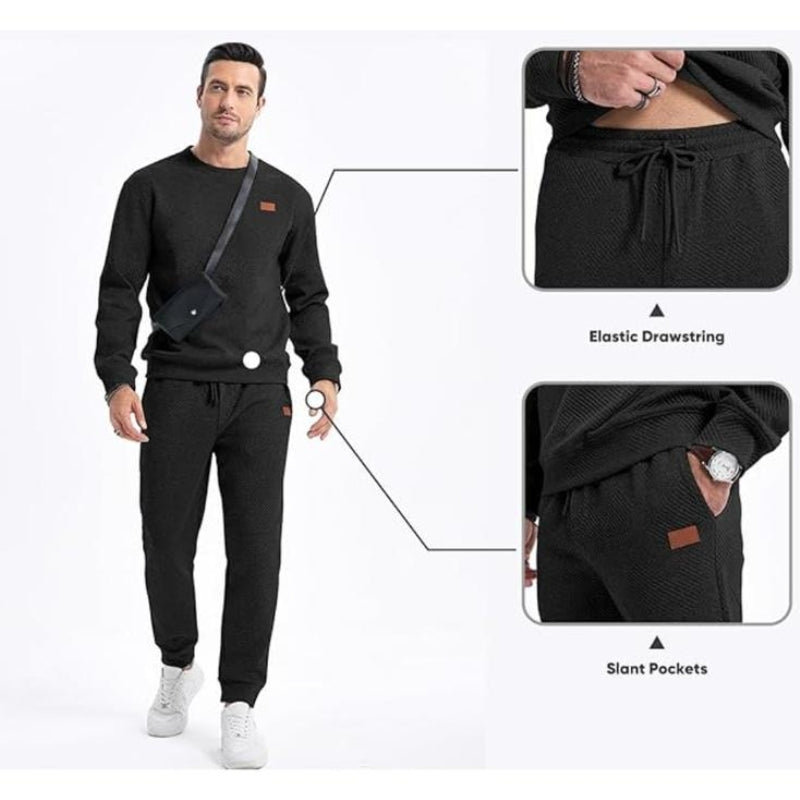 Men's 2 Piece Sweatsuit Set - Textured Jacquard Tracksuit