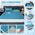 Foldable Cooling Sleep Mat - Breathable Waffle-Texture Bed Topper