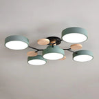 Round Iron Semi-Flush Ceiling Light - LED Chandelier Fixture