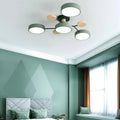 Round Iron Semi-Flush Ceiling Light - LED Chandelier Fixture