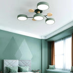 Round Iron Semi-Flush Ceiling Light - LED Chandelier Fixture