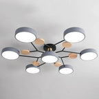 Round Iron Semi-Flush Ceiling Light - LED Chandelier Fixture