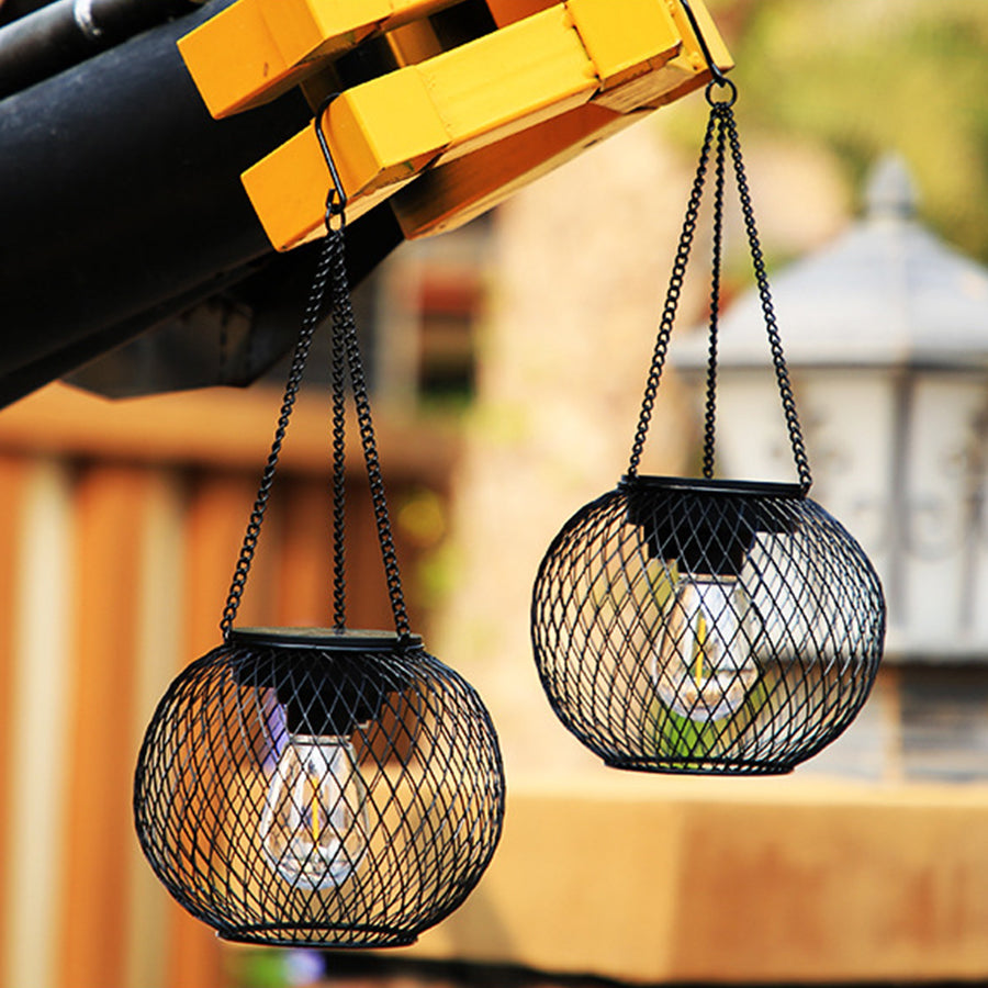 Solar Lantern Outdoor Light – Round or Oval with Warm White LED Light