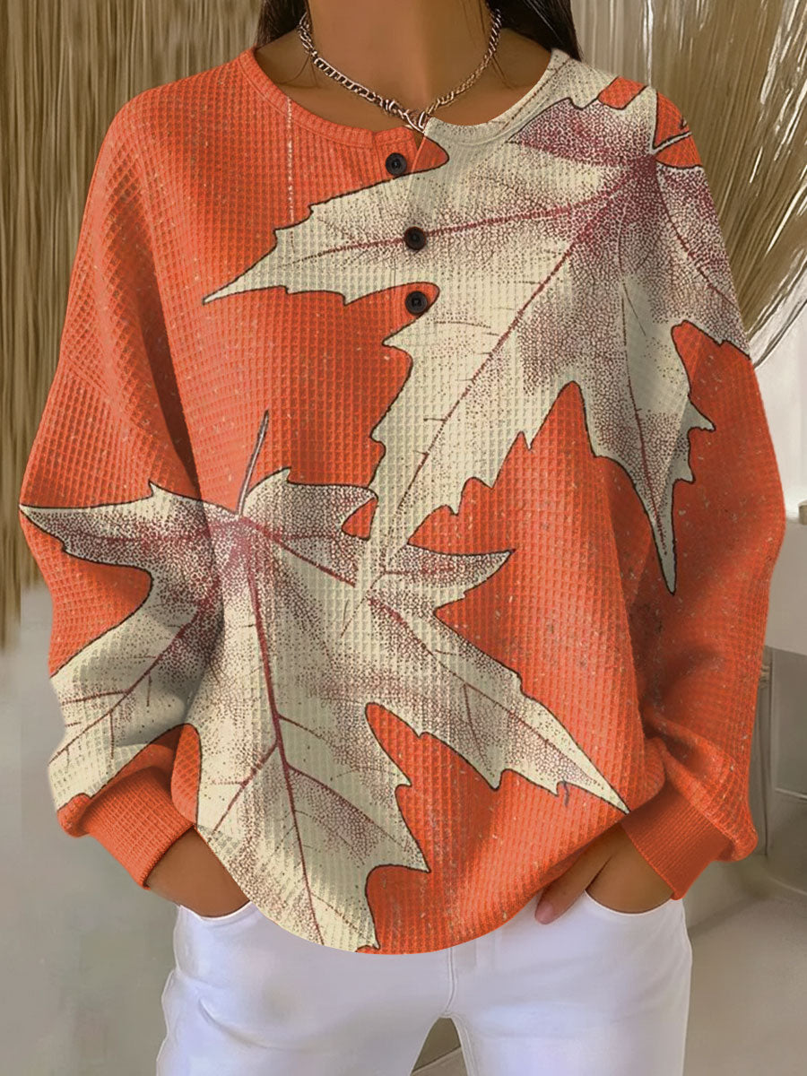 Women's Waffle Knit Jumper - Thick Fleece-Lined Pullover