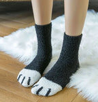 Women's Cat Paw Socks - Plush Cotton Blend Crew Socks