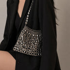 Mirrored Mesh Shoulder Bag with Chain Strap