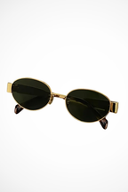 Women's Oval Metal Frame Sunglasses - Dark Tinted Lenses