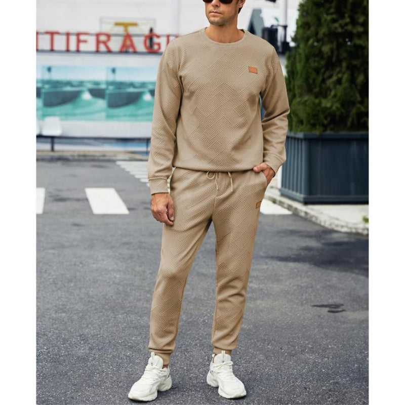 Men's 2 Piece Sweatsuit Set - Textured Jacquard Tracksuit