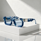 Square Sunglasses with Gold-Tone Hinge and UV400 Lenses