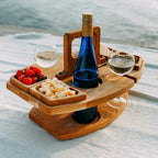 Portable Wooden Picnic Table – Compact Outdoor Wine Table for Garden & Balcony