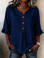 Women's Ruffle Sleeve Blouse with Button Front