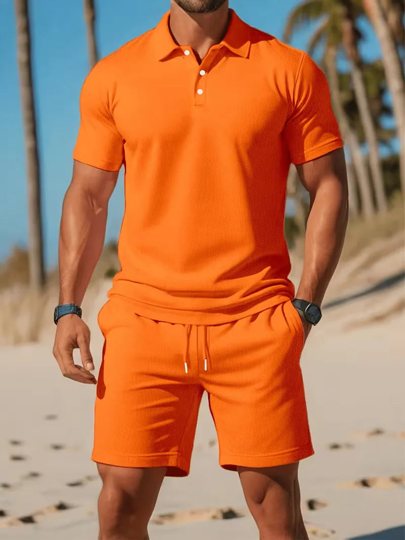 Men's Summer Polo Shirt and Shorts Set – Lightweight Two-Piece