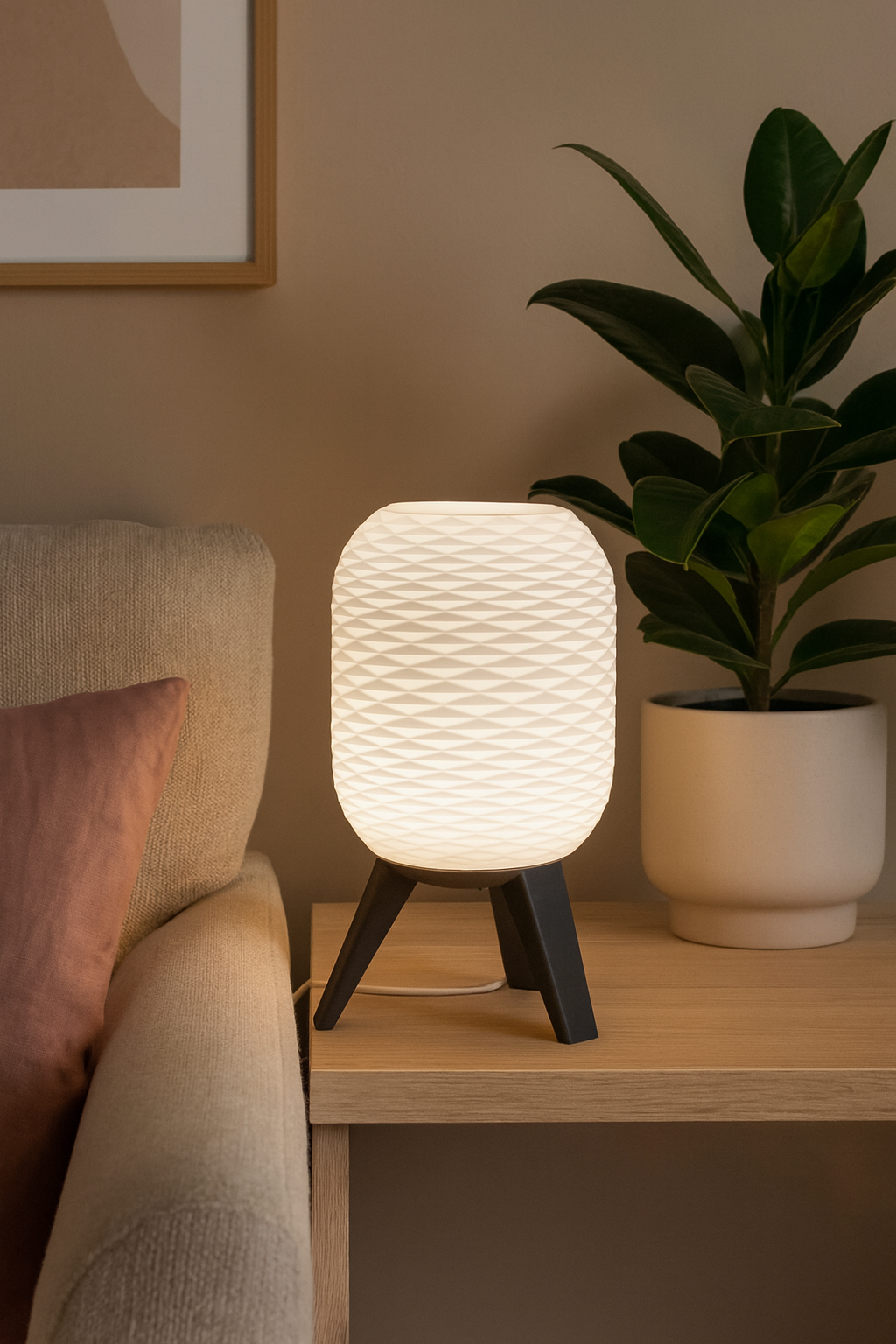 Switch Design Table Lamp with Geometric Pattern and Black Base – Modern Ambient Lighting