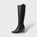 Women's Knee High Boots Western Style with Embroidered Detail