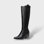 Women's Knee High Boots Western Style with Embroidered Detail