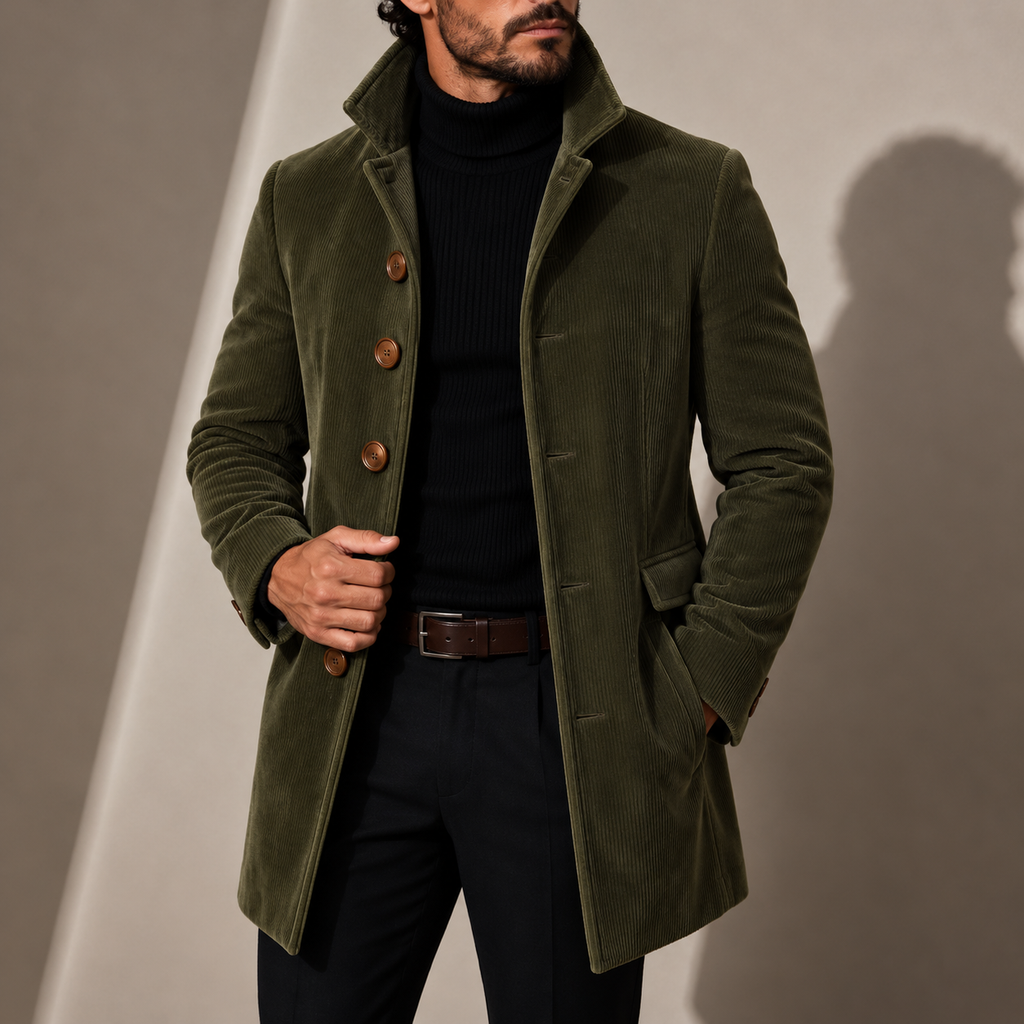 Men's Winter Coat with Stand Collar, Tailored Fit