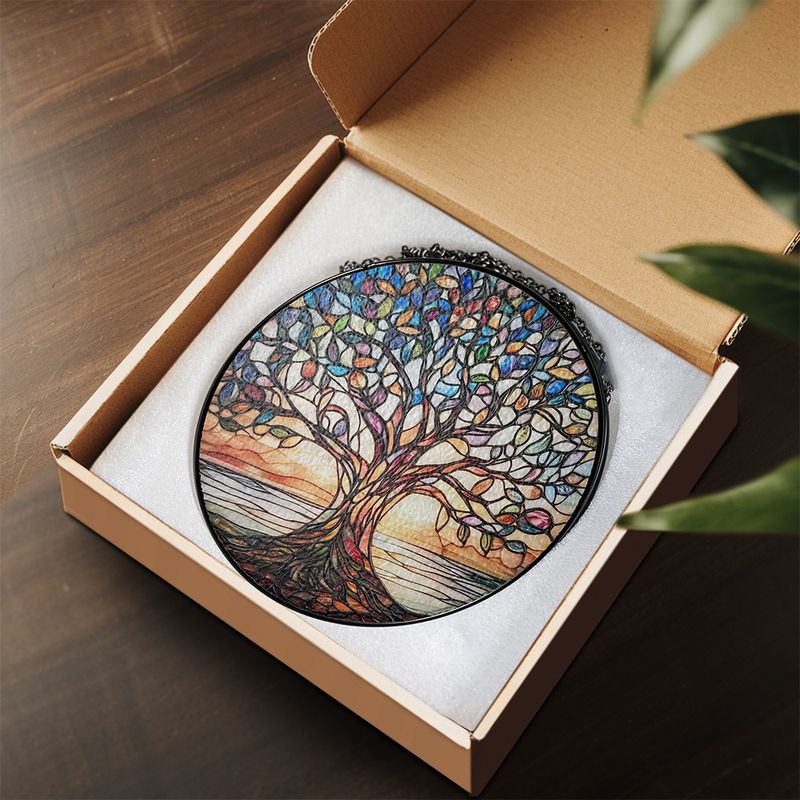 Handcrafted Stained Glass Tree of Life Sun Catcher