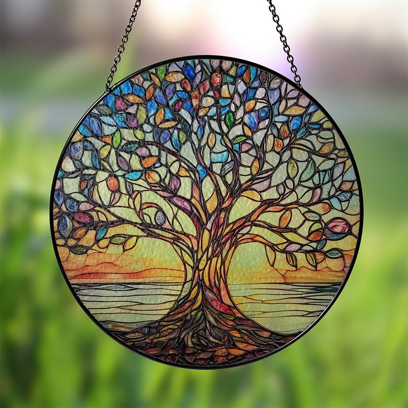 Handcrafted Stained Glass Tree of Life Sun Catcher
