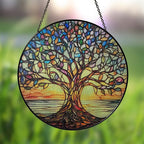 Handcrafted Stained Glass Tree of Life Sun Catcher