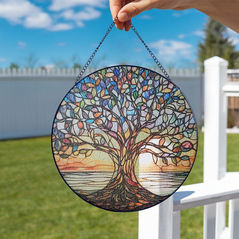 Handcrafted Stained Glass Tree of Life Sun Catcher