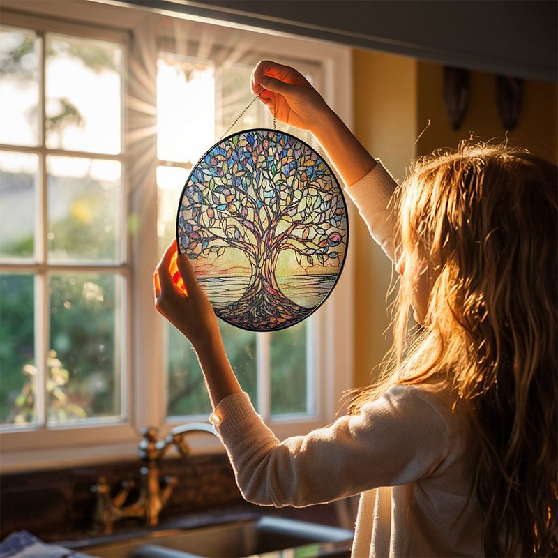 Handcrafted Stained Glass Tree of Life Sun Catcher