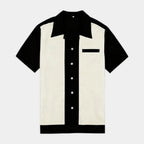 Men's Short Sleeve Shirt with Camp Collar - Button-Up Fitted Style
