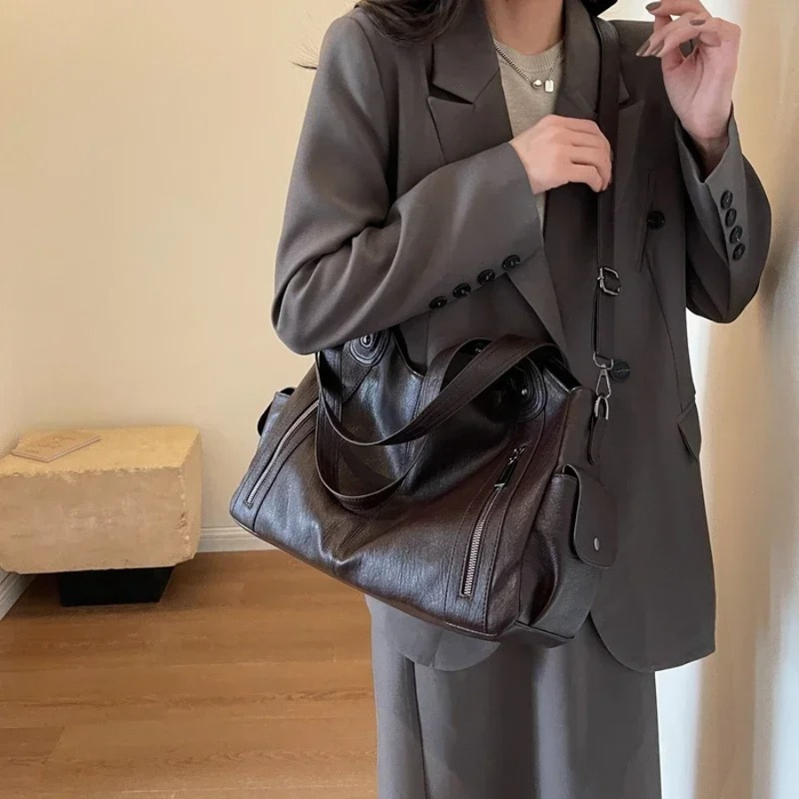 Women's Vegan Leather Shoulder Bag - Crossbody Style