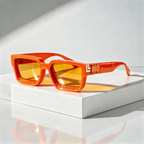 Square Sunglasses with Gold-Tone Hinge and UV400 Lenses