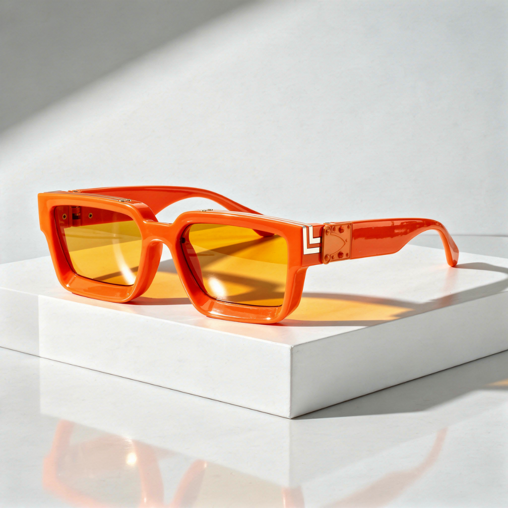 Square Sunglasses with Gold-Tone Hinge and UV400 Lenses