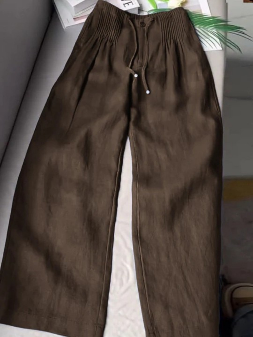 Women's Wide-Leg Trousers with High-Rise Drawstring Waist