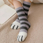 Women's Cat Paw Socks - Plush Cotton Blend Crew Socks