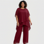 Women's Draped Top & Palazzo Trouser Suit