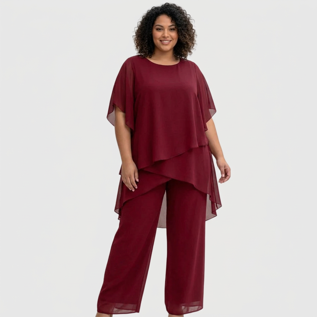 Women's Draped Top & Palazzo Trouser Suit