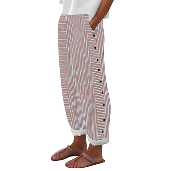 Women's Wide Leg Trousers with Vertical Pinstripe Detail