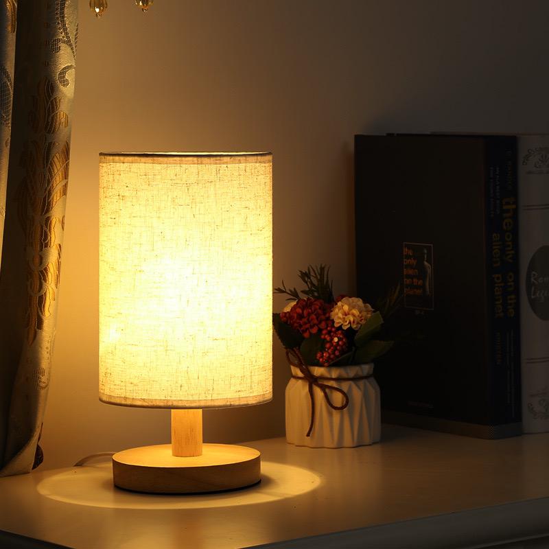 Organic Wood & Linen Lamp with Remote Control