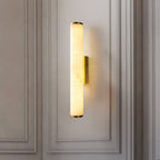Wall Light for Living Room, Vertical Cylindrical Marble-Effect Design