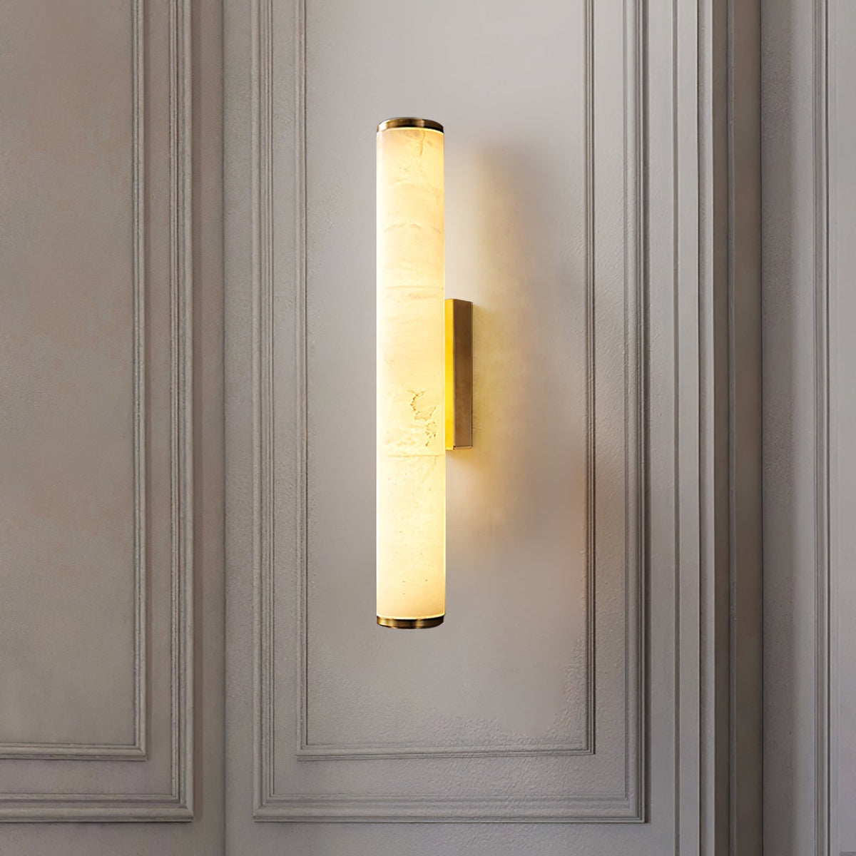 Wall Light for Living Room, Vertical Cylindrical Marble-Effect Design