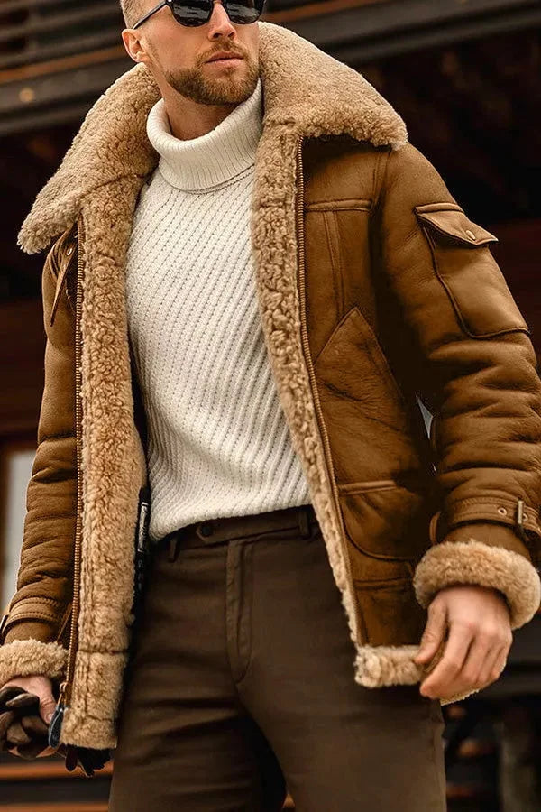 Men's Fleece Jacket Casual Fit Soft Warm Zip Coat